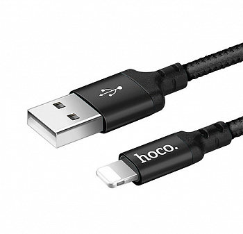 Черный усиленный USB-кабель Lightning Hoco X14 1m
