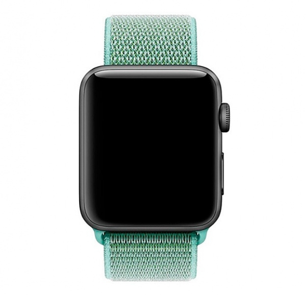 Салатовый нейлоновый ремешок на липучке для Apple Watch 38/40 mm