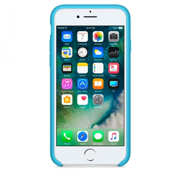 Голубой силиконовый чехол для iPhone SE/8/7 Silicone Case