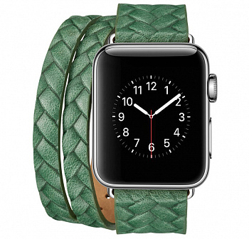 Зеленый ремешок для Apple Watch 38/40 mm Genuine Leather Band