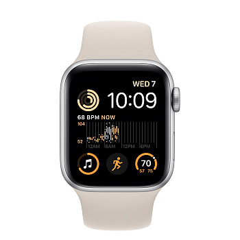 Часы Apple Watch SE 44mm Silver Aluminum Case with Sport Band Starlight