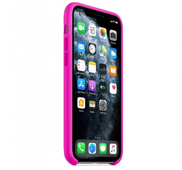 Чехол для iPhone 11 Pro Max Silicone Case силиконовый неоновый розовый