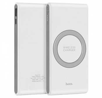 Белый Power Bank Hoco Wireless Power Bank B32 8000 mAh