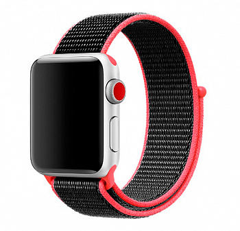 Розово-черный нейлоновый ремешок на липучке для Apple Watch 38/40 mm