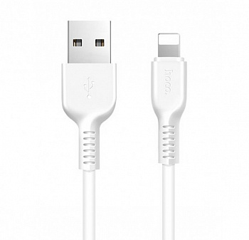 Белый усиленный USB-кабель Lightning Hoco X13 2.4A