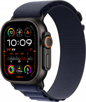 Apple Watch Ultra 2 (2024) 49mm Black Titanium Case with Navy Alpine Loop M/L