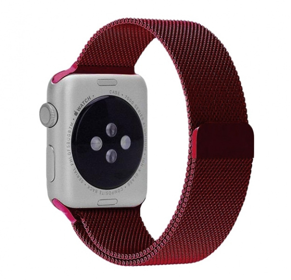 Бордовый металлический ремешок Milanese Band для Apple Watch 38/40 mm