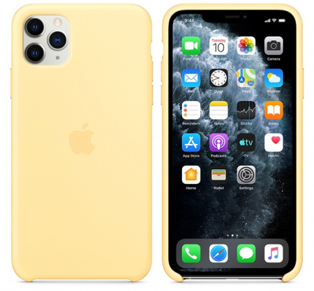 Чехол для iPhone 11 Pro Max Silicone Case силиконовый желтый