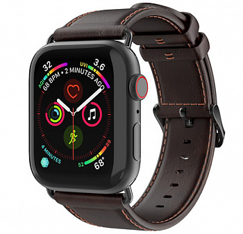 Кофейный кожаный ремешок для Apple Watch 38/40 mm Dux Ducis Gadget Series