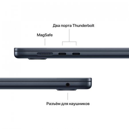 Ноутбук Apple MacBook Air 15 (M2, 8C CPU/10C GPU, 2023), 8 ГБ, 256 ГБ SSD, Midnight (темная ночь) MQKW3