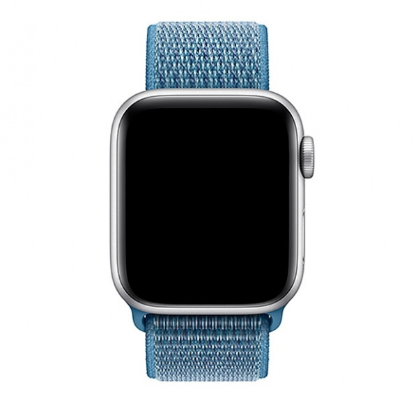 Голубой нейлоновый ремешок на липучке для Apple Watch 42/44 mm
