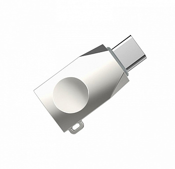 Серебристый переходник USB/USB Type-C Hoco UA9 OTG