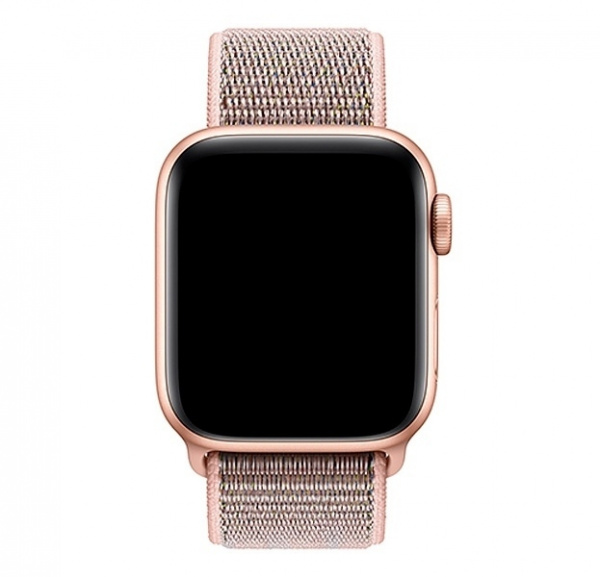 Пудровый нейлоновый ремешок на липучке для Apple Watch 38/40 mm
