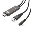 Черный кабель HDMI to Lightning / USB Hoco UA14 2m