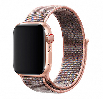 Пудровый нейлоновый ремешок на липучке для Apple Watch 42/44 mm