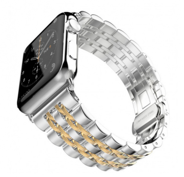 Металлический ремешок для Apple Watch 42/44 mm 7-Bead Metal Band Silver/Gold