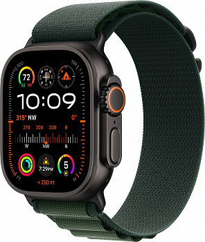Apple Watch Ultra 2 (2024) 49mm Black Titanium Case with Dark Green Alpine Loop M