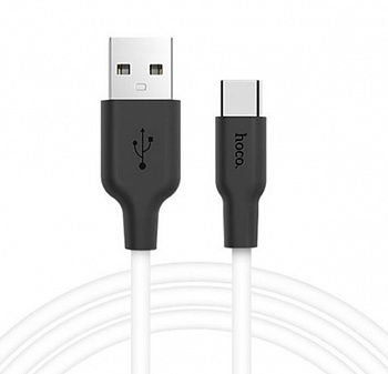 Белый усиленный кабель USB/USB Type-C Hoco X21 3.0A 1m