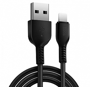 Черный усиленный USB-кабель Lightning Hoco X20 2.4A 3m