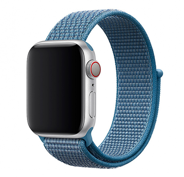 Голубой нейлоновый ремешок на липучке для Apple Watch 38/40 mm