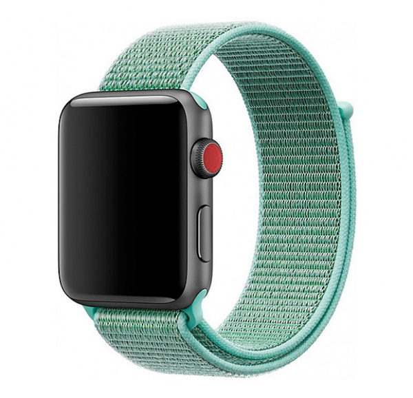 Салатовый нейлоновый ремешок на липучке для Apple Watch 38/40 mm