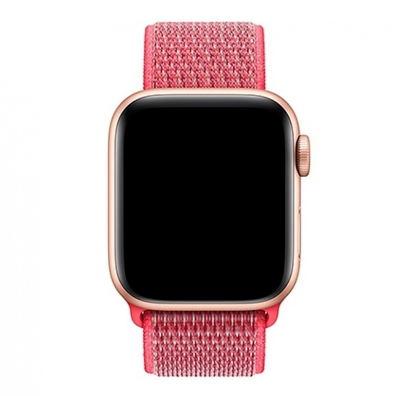 Ярко-розовый нейлоновый ремешок на липучке для Apple Watch 38/40 mm