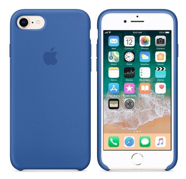 Синий силиконовый чехол для iPhone SE/8/7 Silicone Case