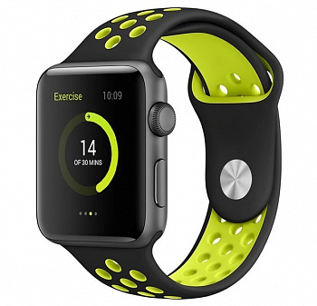Ремешок Apple Watch 38/40 mm Perforated Sport Band Black/Yellow