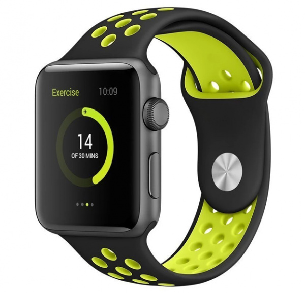 Ремешок Apple Watch 38/40 mm Perforated Sport Band Black/Yellow