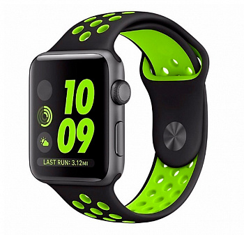 Ремешок Apple Watch 38/40 mm Perforated Sport Band Black/Green