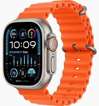 Apple Watch Ultra 2 49mm Titanium Case with Orange Ocean Band ( M/L )