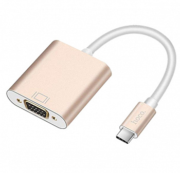 Переходник Type-C to VGA для Macbook Hoco HB6 Gold
