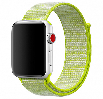 Желтый нейлоновый ремешок на липучке для Apple Watch 42/44 mm