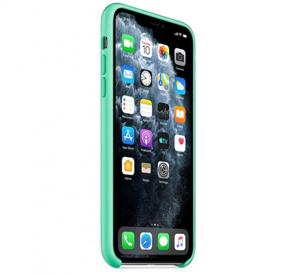 Чехол для iPhone 11 Pro Max Silicone Case силиконовый зеленое яблоко