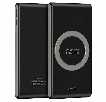 Черный Power Bank Hoco Wireless Power Bank B32 8000 mAh