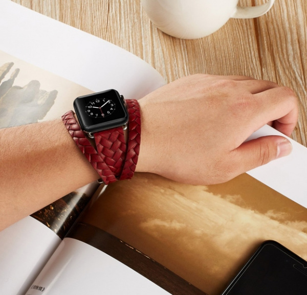 Красный ремешок для Apple Watch 38/40 mm Genuine Leather Band