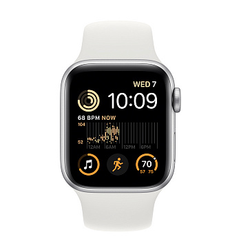 Часы Apple Watch SE 40mm Silver Aluminum Case with Sport Band White (Серебристый/Белый)