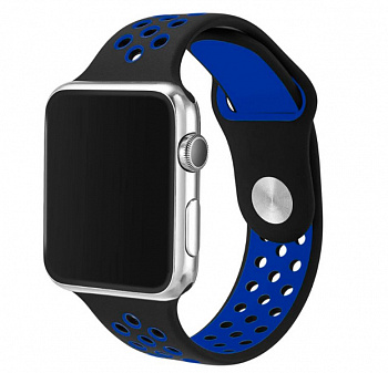 Ремешок Apple Watch 42/44 mm Perforated Sport Band Black/Blue