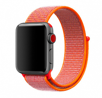 Красно-оранжевый нейлоновый ремешок на липучке для Apple Watch 38/40 mm