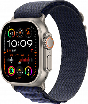 Apple Watch Ultra 2 (2024) 49mm Natural Titanium Case with Navy Alpine Loop M/L