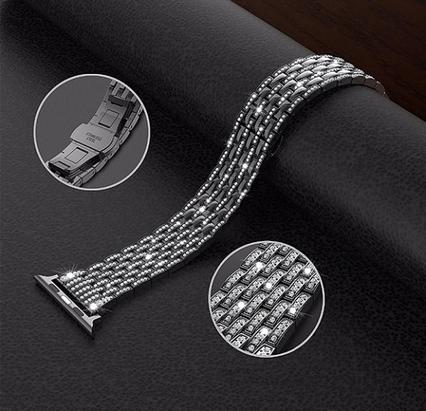 Черный металлический ремешок для Apple Watch 38/40 mm Diamond
