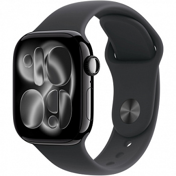Apple Watch 11 42mm Jet Black Aluminum Case / Black Sport Band