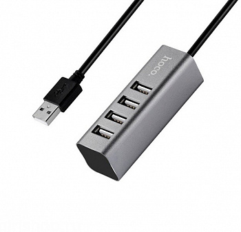Серый переходник Hoco HB1 USB 2.0 to 4xUSB 2.0