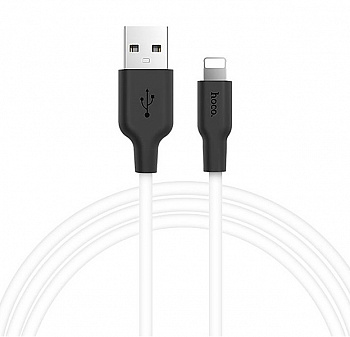 Белый усиленный USB-кабель Lightning Hoco X21 2.0A 1m