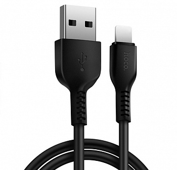 Черный усиленный USB-кабель Lightning Hoco X20 2.4A 2m