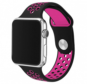 Ремешок Apple Watch 42/44 mm Perforated Sport Band Black/Pink