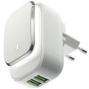 Сетевое зарядное устройство InterStep 2*USB 2,4A Smart LED White/Gray Strip