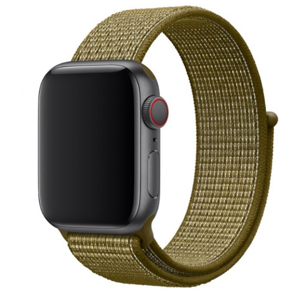 Оливковый нейлоновый ремешок на липучке для Apple Watch 38/40 mm