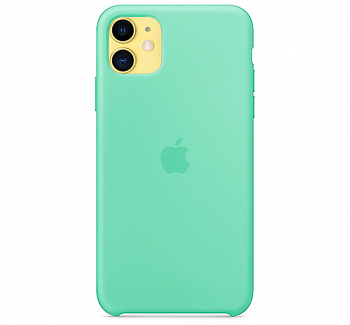 Чехол для iPhone 11 Silicone Case силиконовый зеленое яблоко