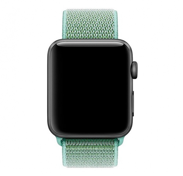 Салатовый нейлоновый ремешок на липучке для Apple Watch 42/44 mm